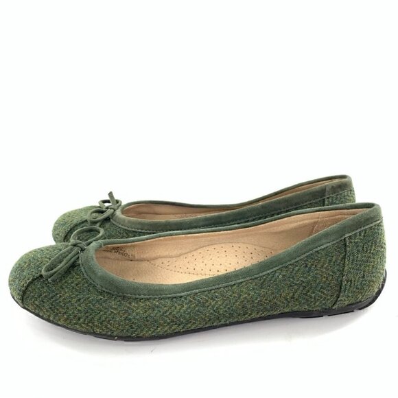 LL bean womens flats size 8 green tweed dark academia ballet balletcore - Picture 5 of 13